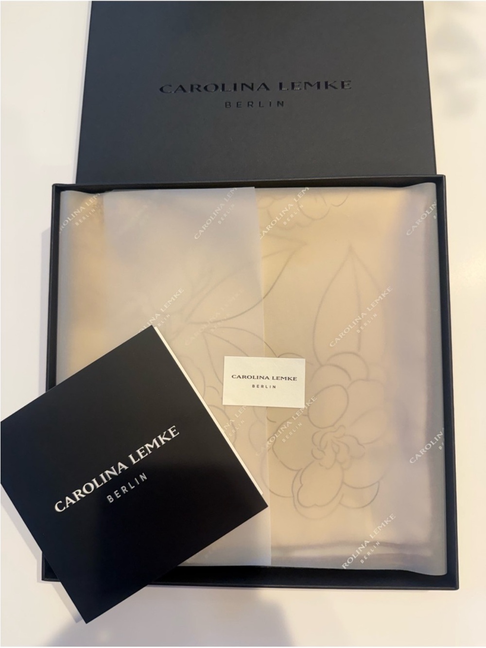 Carolina Lemke Camellia Sunlit Petal Silk Scarf With Hand Rolled Edges